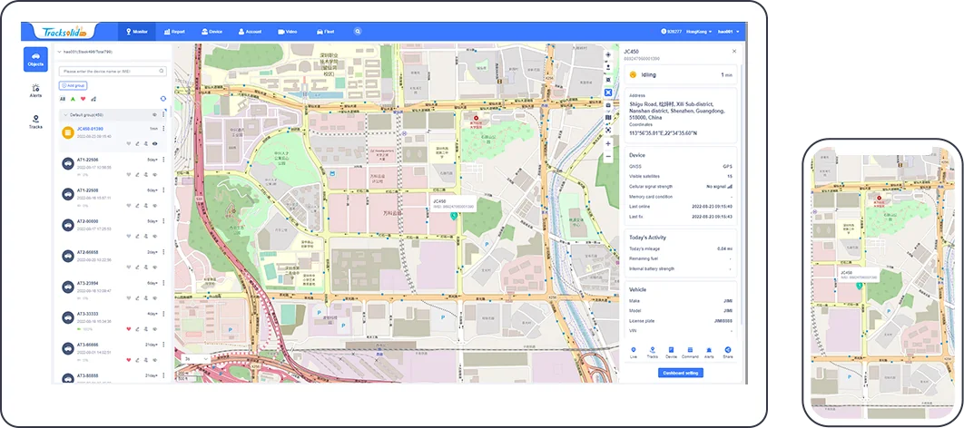 Smaraf Tracking platform on desktop and mobile